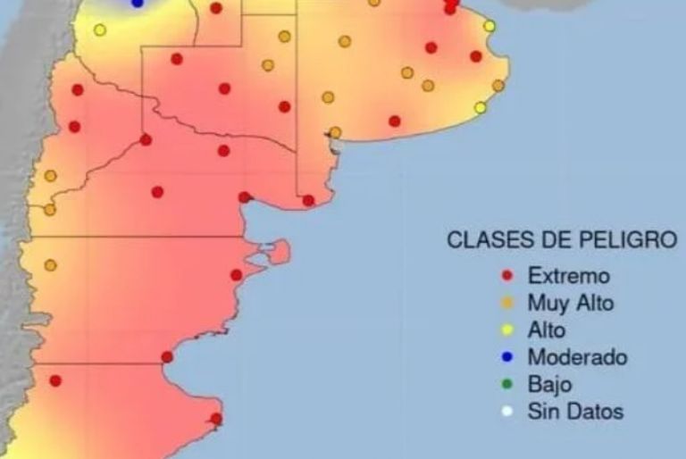 La Pampa fue incluida en la zona roja y en Alerta máxima por incendios