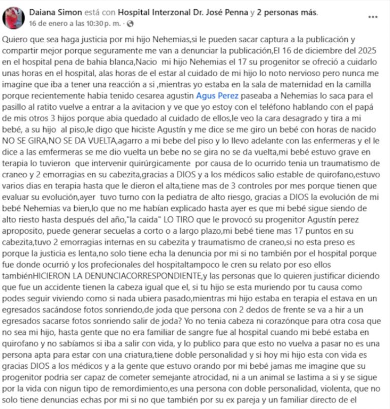 El impactante relato de una mujer que denunció a su pareja por intentar matar a su hijo recién nacido