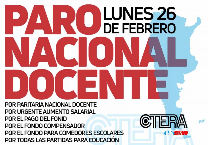 Actualidad Nacional : Paro docente para el pr&oacute;ximo lunes y peligra el inicio de clases