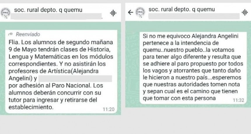 La Pampa:un vecino integrante de la sociedad rural pidi&oacute; &ldquo;medidas&rdquo; contra la vice de Quemu Quemu porque adhiere al paro