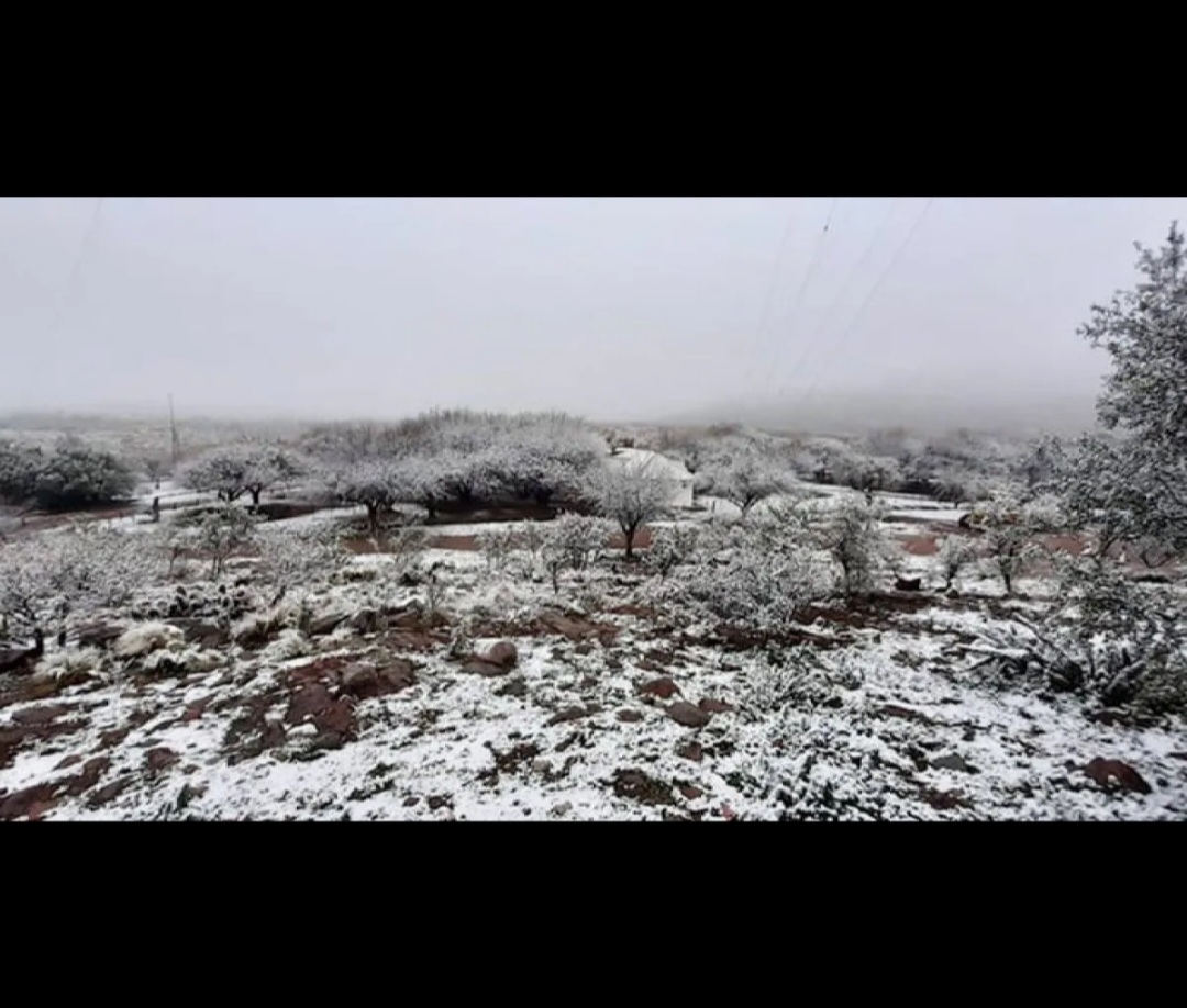 La Pampa: Nevada hist&oacute;rica en Lihue Calel ti&ntilde;&oacute; de blanco el paisaje 