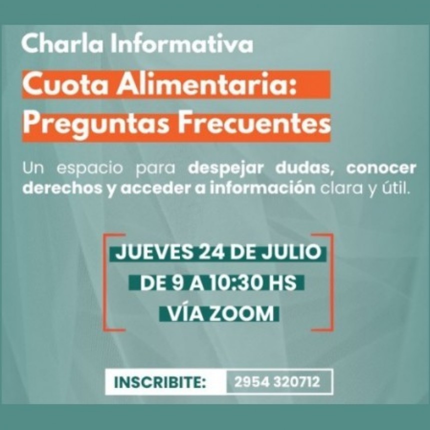 La Pampa: Realizar&aacute;n una charla online para aclarar dudas sobre cuota alimentaria