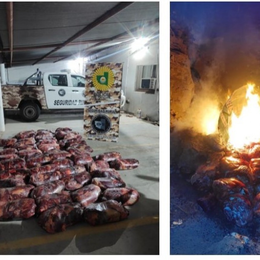 La Pampa: La polic&iacute;a de la Pampa secuestra y quema mas de 700 kilos de carne vacuna