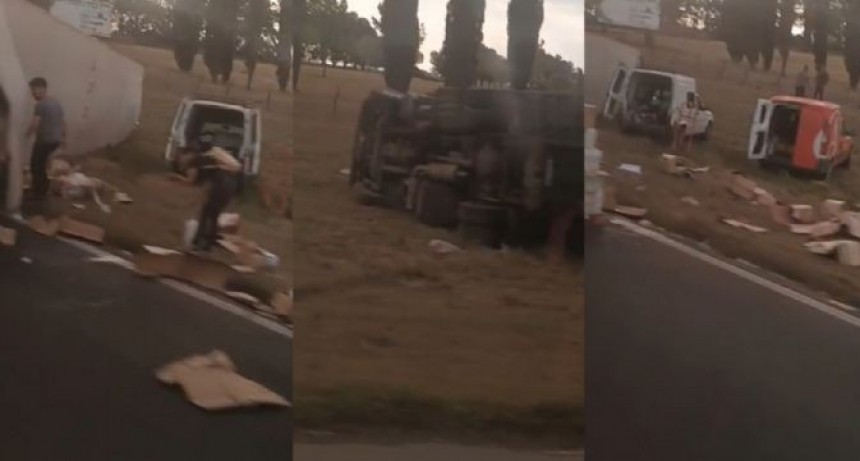 La Pampa: Volc&oacute; un cami&oacute;n de Andreani ingresando a Santa Rosa