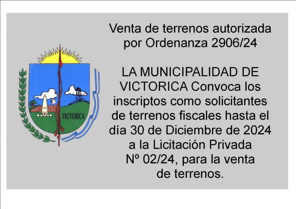 La Pampa: EDICTO Venta de terrenos autorizada por Ordenanza en Victorica. Toda la información 