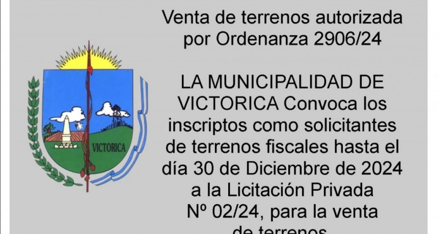 La Pampa: EDICTO Venta de terrenos autorizada por Ordenanza en Victorica. Toda la informaci&oacute;n 